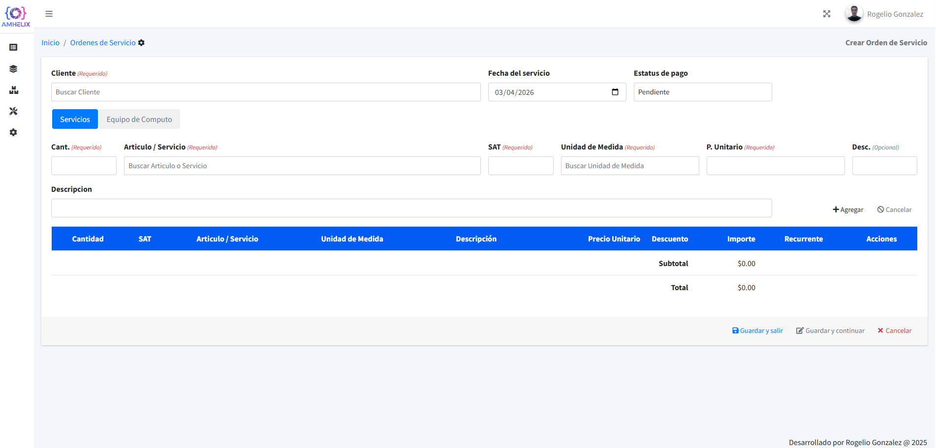 Gestión de ordenes de servicio